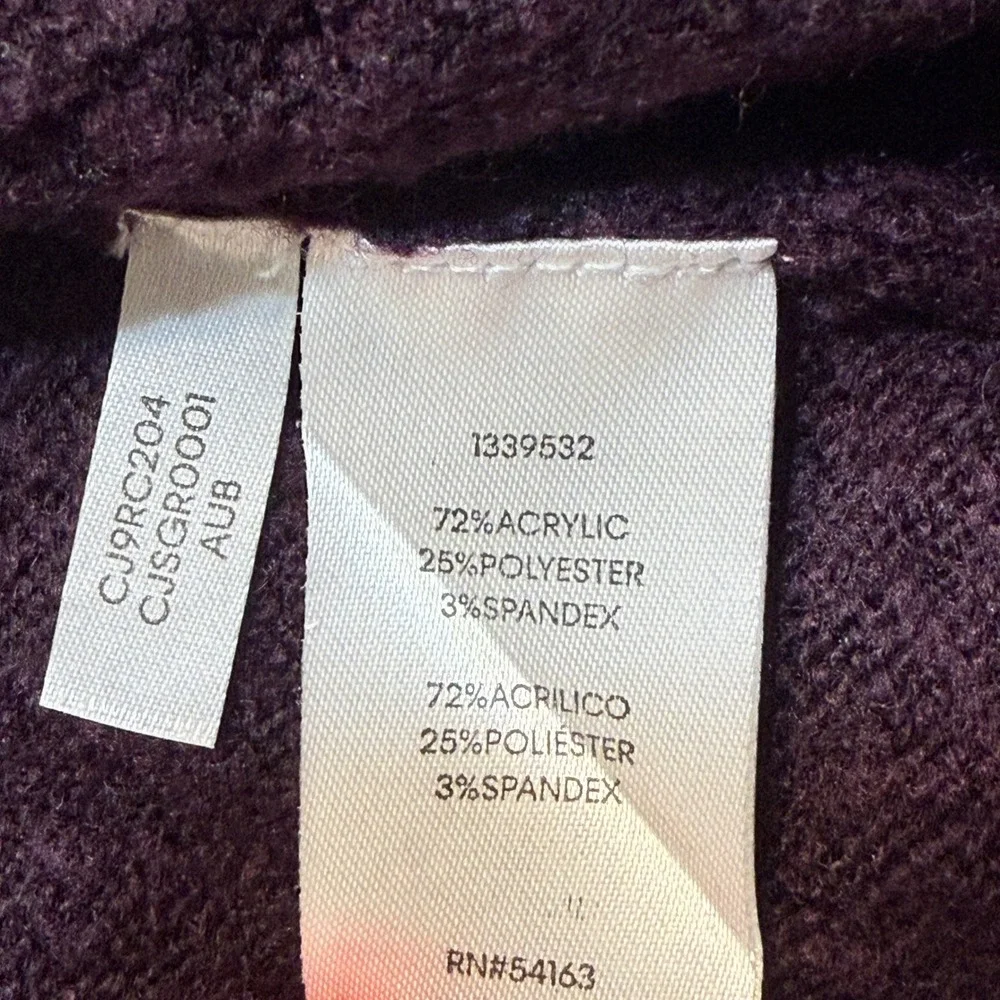 Calvin Klein Women Small Cardigan Purple Open Front FALL DARK ACADEMIA PLUM COZY